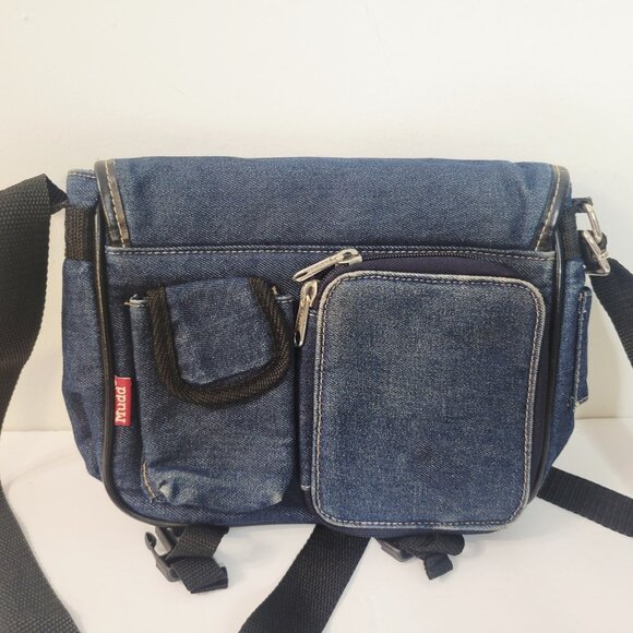 Vtg Mudd Denim Jean Blue Crossbody Bag Purse Y2K Satchel Bag Lots of Pockets - Picture 8 of 11